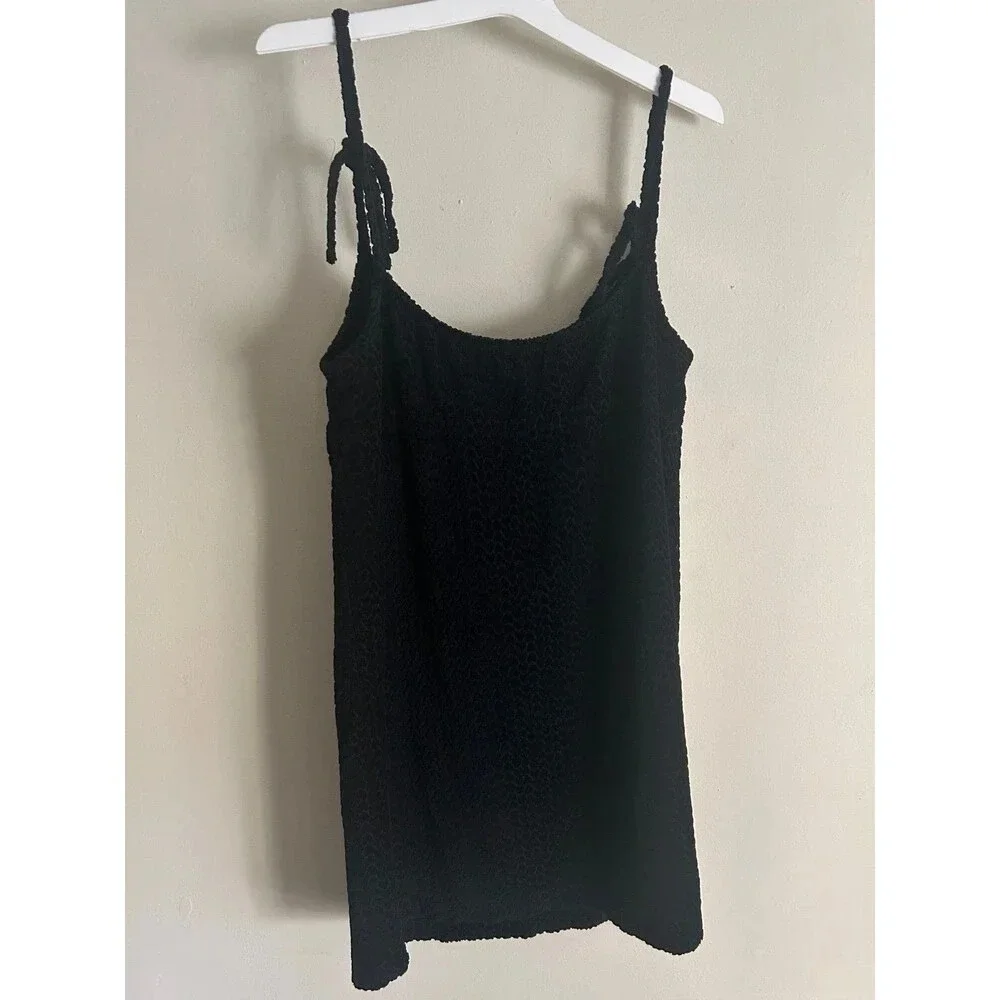 Juicy Couture Dress Womens L Swim Cover Up Black Adjustable Strap